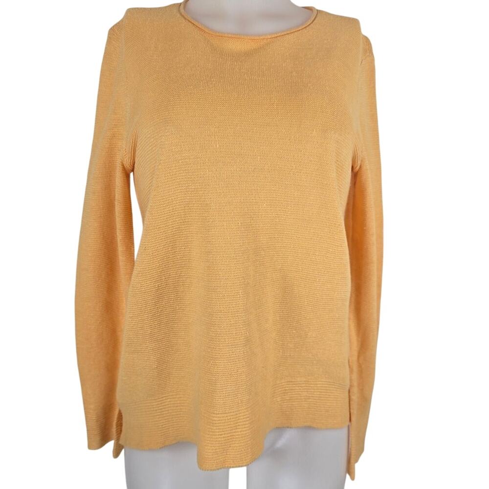 Eileen Fisher NWT High Low 100% Organic Linen Knit Tunic Yellow Women's XS